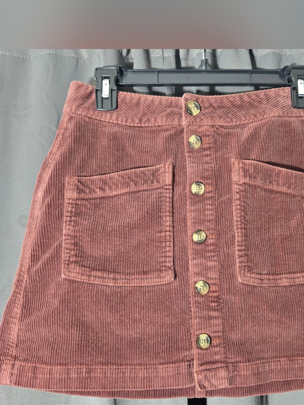 American Eagle Outfitters Burgundy Corduroy Button-Front Mini Skirt Size 2